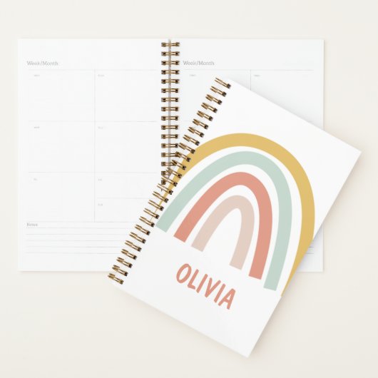 Boho Pastel Rainbow gepersonaliseerd Planner (Display)