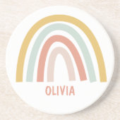 Boho Pastel Rainbow gepersonaliseerd Zandsteen Onderzetter (Voorkant)