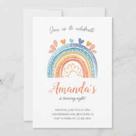 Boho Pastel Rainbow Girl's Birthday Party Kaart