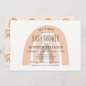 Boho Pastel Rainbow Het is een meisje Baby shower Kaart (Voorkant / Achterkant)