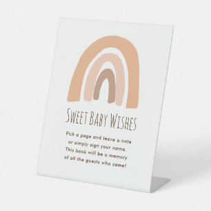 Boho Pastel Rainbow Sweet Baby Wishes Reclamebord Met Voetstuk