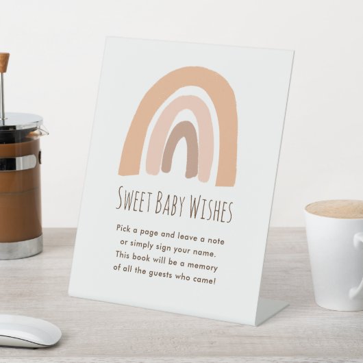 Boho Pastel Rainbow Sweet Baby Wishes Reclamebord Met Voetstuk (Insitu)