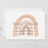 Boho Pastel Rainbow Uitnodiging tweede verjaardag (Voorkant)