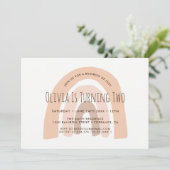 Boho Pastel Rainbow Uitnodiging tweede verjaardag (Staand voorkant)
