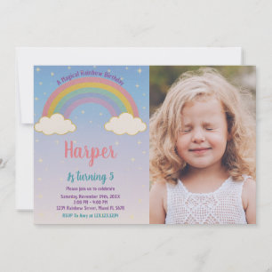 Boho Pastel Rainbow verjaardagsuitnodiging Kaart