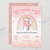 Boho Pastel Regenboog 4e Vier Verjaardag Meisje Gl Kaart (Voorkant / Achterkant)