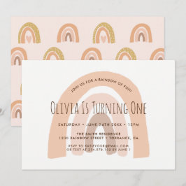 Boho Pastel Regenboog Eerste Verjaardagsuitnodigin Kaart