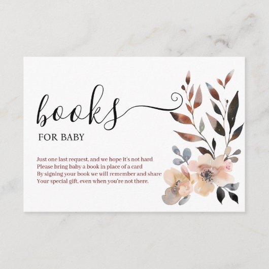 Boho pastel roze bloem bloeit boeken voor Baby Informatiekaartje (Voorkant)