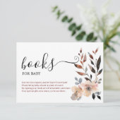 Boho pastel roze bloem bloeit boeken voor Baby Informatiekaartje (Staand voorkant)