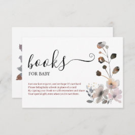 Boho pastel roze bloem bloeit boeken voor Baby Informatiekaartje