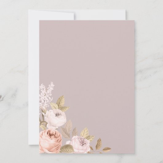 Boho pastel roze bruine rustieke bloemige bruiloft kaart (Achterkant)