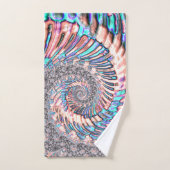 Boho Pastel Roze en Blauwe Spiraal Abstract Fracta Bad Handdoek (Handdoek)