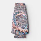 Boho Pastel Roze en Blauwe Spiraal Abstract Fracta Flesjeskoeler (Voorkant)