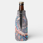 Boho Pastel Roze en Blauwe Spiraal Abstract Fracta Flesjeskoeler (Fles Achterkant)