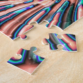 Boho Pastel Roze en Blauwe Spiraal Abstract Fracta Legpuzzel (Zijkant)