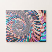 Boho Pastel Roze en Blauwe Spiraal Abstract Fracta Legpuzzel (Horizontaal)