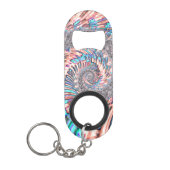 Boho Pastel Roze en Blauwe Spiraal Abstract Fracta Mini Flessenopener (Voorkant)