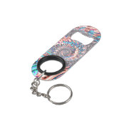 Boho Pastel Roze en Blauwe Spiraal Abstract Fracta Mini Flessenopener (Achterkant Gekanteld)