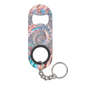 Boho Pastel Roze en Blauwe Spiraal Abstract Fracta Mini Flessenopener (Achterkant)