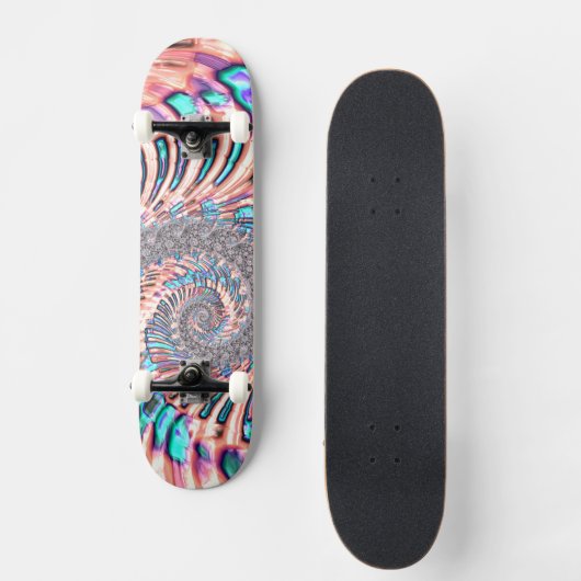 Boho Pastel Roze en Blauwe Spiraal Abstract Fracta Persoonlijk Skateboard (Voorkant)
