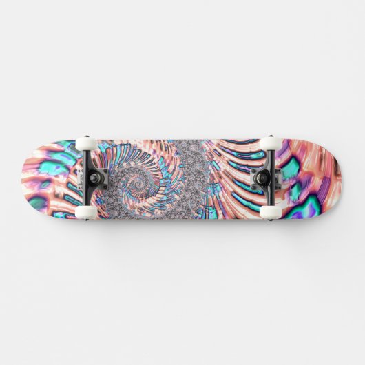 Boho Pastel Roze en Blauwe Spiraal Abstract Fracta Persoonlijk Skateboard (Horizontaal)