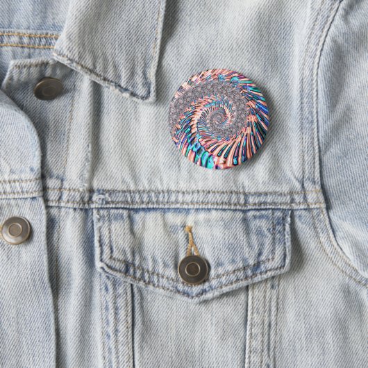 Boho Pastel Roze en Blauwe Spiraal Abstract Fracta Ronde Button 5,7 Cm (In situ)