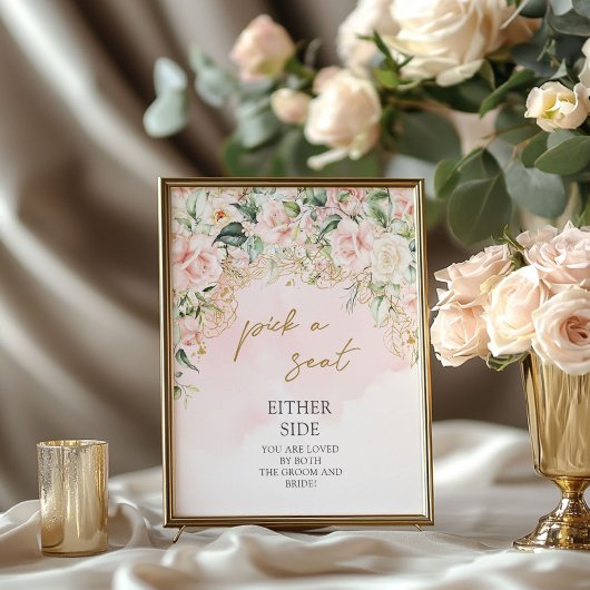 Boho pastel roze en goud Kies een zitplaats Poster