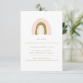 Boho Pastel Roze Goud Regenboog Verjaardagsfeest Kaart (Staand voorkant)