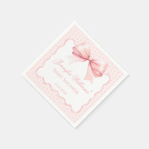 Boho pastel roze strik lint baby girl shower papie servet