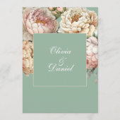Boho Pastel Sage & Blush Pioenrozen Trouwprogramma Programmakaart (Voorkant)