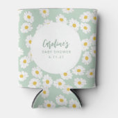 Boho Pastel Sage Daisies Bloemen Aangepast Baby sh Blikjeskoeler (Voorkant)