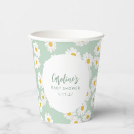 Boho Pastel Sage Daisies Bloemen Aangepast Baby sh Papieren Bekers