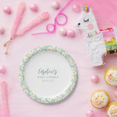 Boho Pastel Sage Daisies Bloemen Aangepast Baby sh Papieren Bordje (Feest)