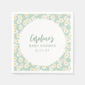 Boho Pastel Sage Daisies Bloemen Aangepast Baby sh Servet (Voorkant)
