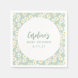 Boho Pastel Sage Daisies Bloemen Aangepast Baby sh Servet