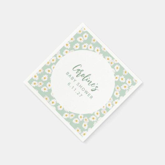 Boho Pastel Sage Daisies Bloemen Aangepast Baby sh Servet (Hoek)