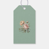 Boho pastel salie groen blush roze pioenrozen brui cadeaulabel (Achterkant)