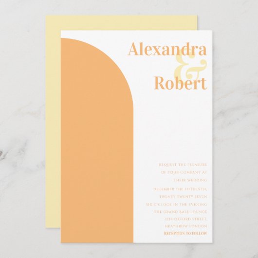 Boho pastel Sinaasappel geel minimalistische boog  Kaart (Voorkant / Achterkant)