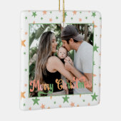 BOHO Pastel Star Patroon Een foto Vrolijk Kerstfee Keramisch Ornament (Rechts)