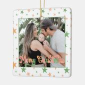 BOHO Pastel Star Patroon Een foto Vrolijk Kerstfee Keramisch Ornament (Links)