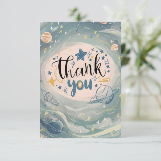 Boho Pastel Sterren Celestial Bedankkaart (Staand voorkant)