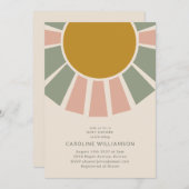 Boho Pastel Sun Genderneutraal Baby shower Kaart (Voorkant / Achterkant)