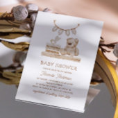 Boho Pastel Teddy Bear | zacht neutraal Baby showe Kaart