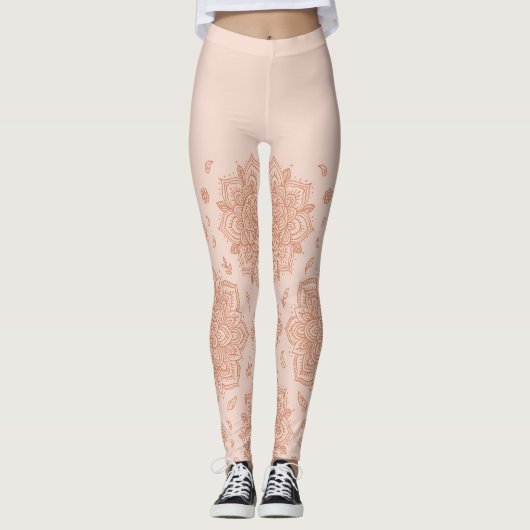 Boho Pastel Terracotta Mandala  Leggings (Voorkant)