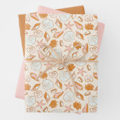 Boho Pastel Terracotta Roze Zeeschelp Wrapping Inpakpapier Vel (In situ)