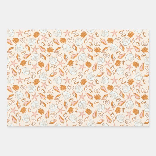 Boho Pastel Terracotta Roze Zeeschelp Wrapping Inpakpapier Vel (Voorkant)