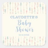 Boho Pastel Tribal Arrow Baby shower Vierkante Sticker (Voorkant)