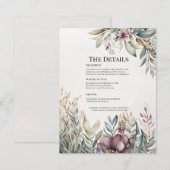 BOHO Pastel Tuin Kleuren Bruiloft DETAILS KAART (Voorkant / Achterkant)