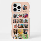 Boho Pastel Vrede 16 Foto Collage & Monogram iPhone Hoesje (Achterkant)