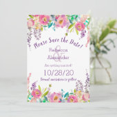Boho Pastel Water Color Floral Save the Date (Staand voorkant)